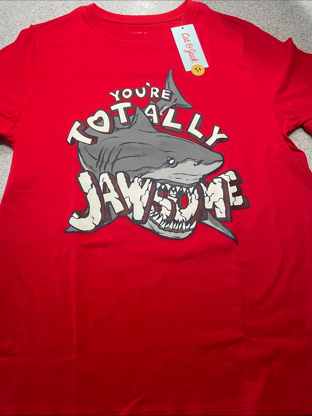 Cat & Jack Red Shark "You're Totally Jawsome" Graphic Tee